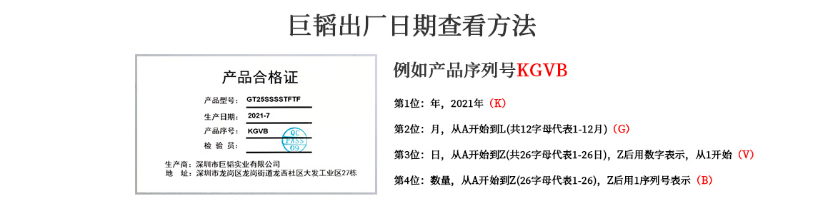 巨韜出廠(chǎng)日期查看方法